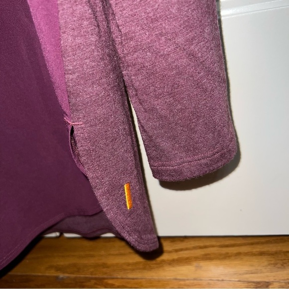 Lucy Burgundy Transcend V-Neck Relaxed Fit Wool Blend Long Sleeve Shirt Size M - Picture 7 of 8